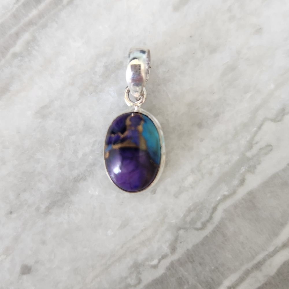 925 Sterling Silver and Purple Dahlia Pendant